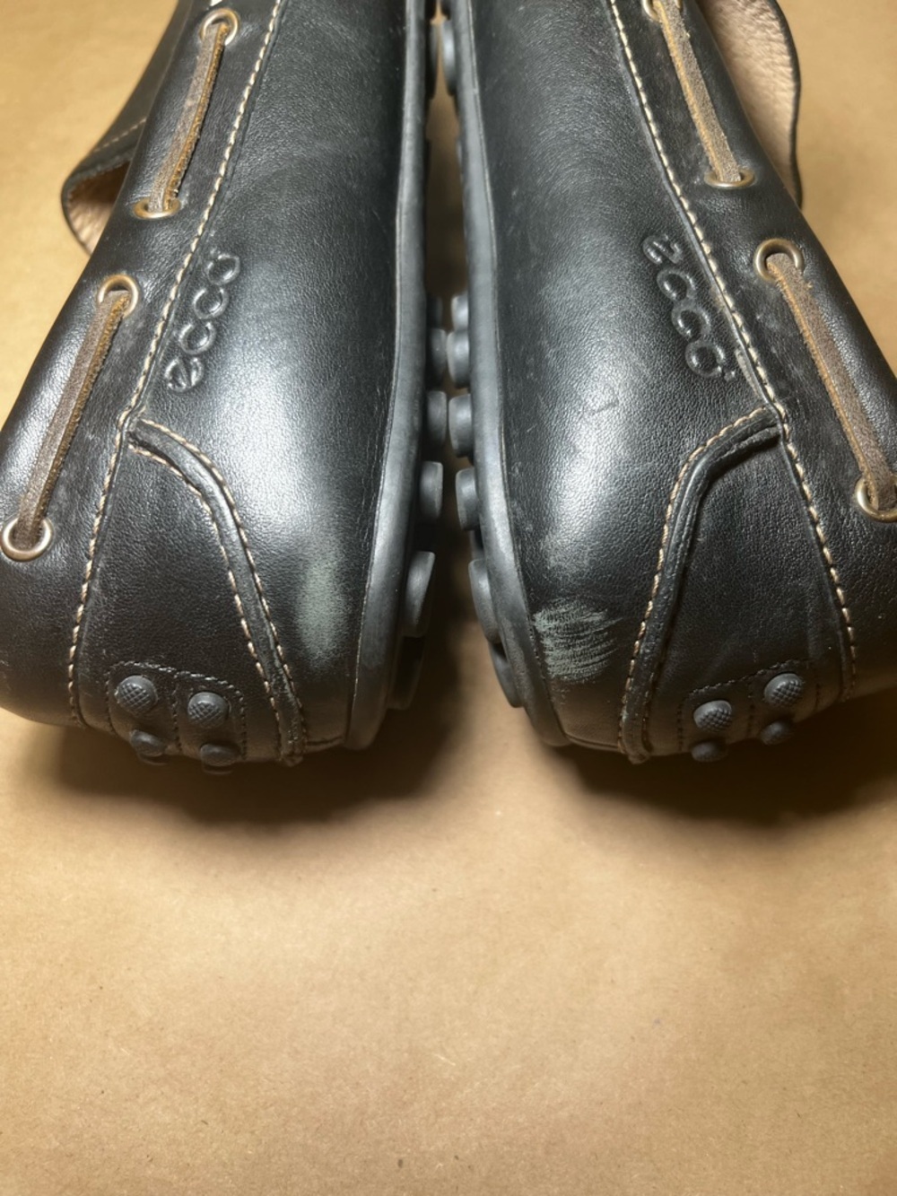 ECCO Men’s Black Leather Driving Loafers Moccasins Slip On Shoes EU 47 US 13 - Picture 15 of 16
